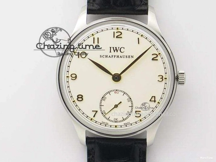 MIROTIME 0122 Sustainable Portuguese IW5444 SS White Dial RG Numbers On Brown Leather Strap A 7256